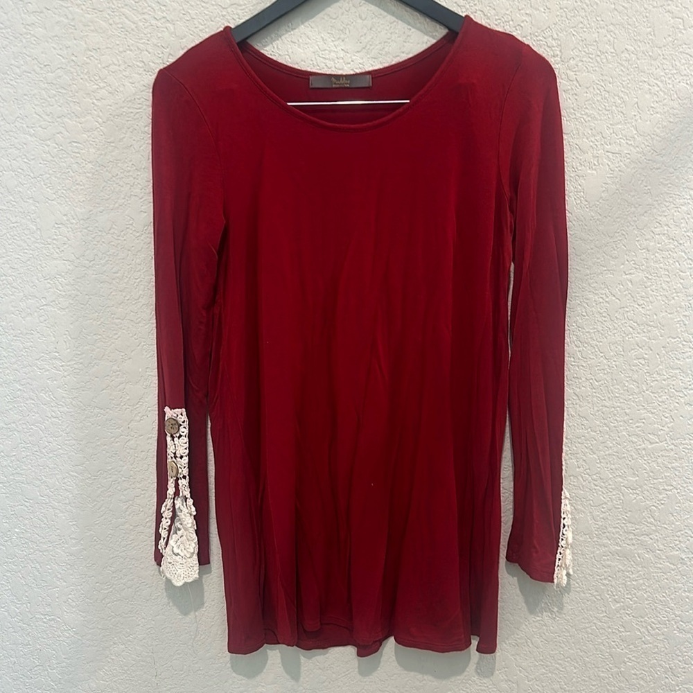 Red knit tunic Size M by Madeline